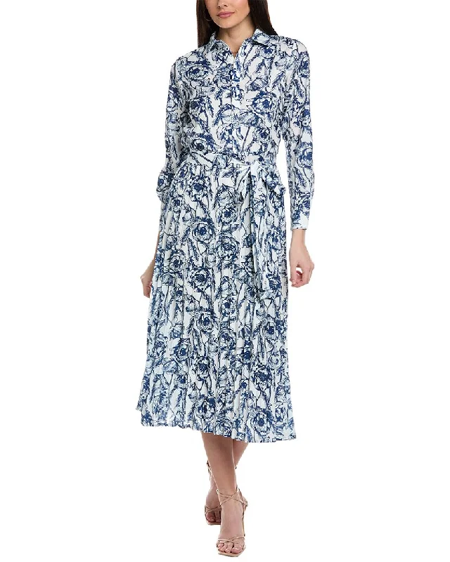 Relaxed Casual Shirt Dress-YAL New York Pleated Shirtdress