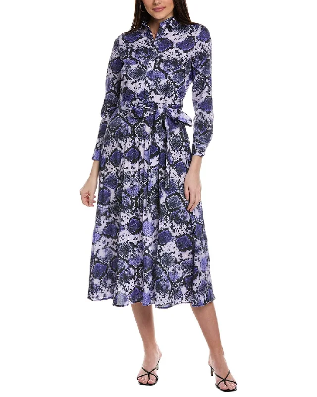 Elegant Plaid Shirt Dress-YAL New York Pleated Shirtdress