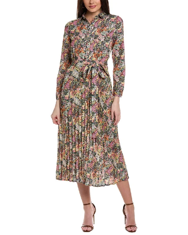 Stretch Cotton Shirt Dress-YAL New York Pleated Shirtdress