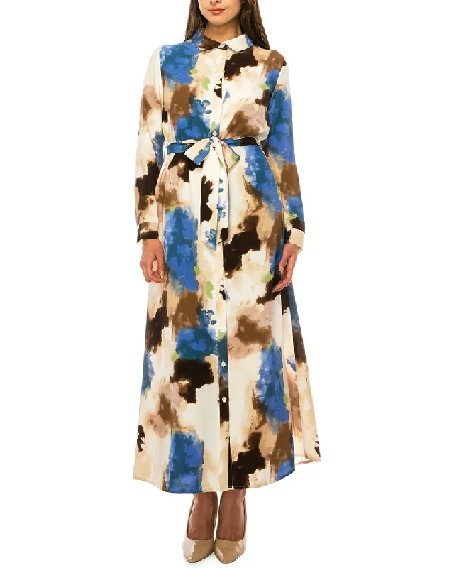 Elegant Office Shirt Dress-YAL New York Printed Shirt Dress