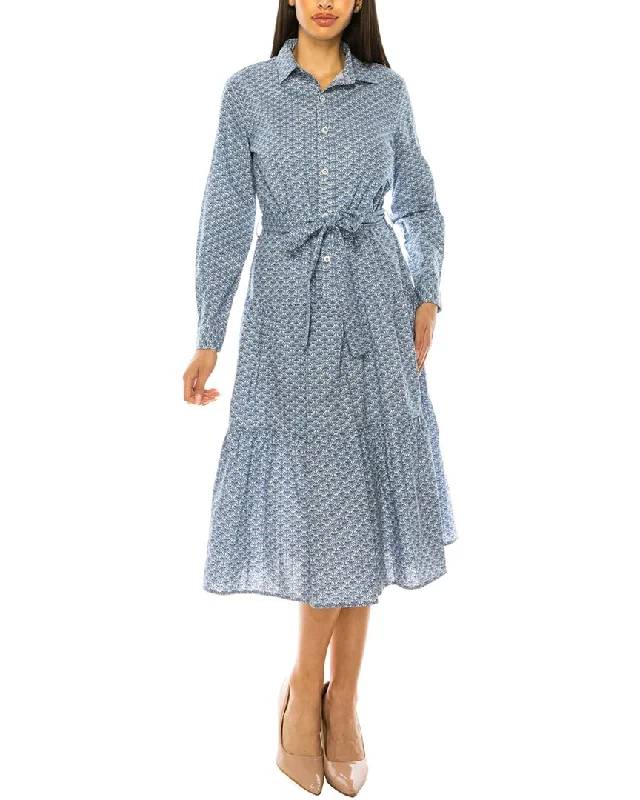 Women's Slim-fit Shirt Dress-YAL New York Printed Shirtdress