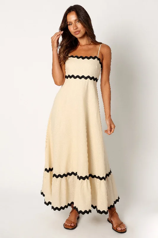 Women's All-Black Maxi Dress-Yana Maxi Dress - Cream Black