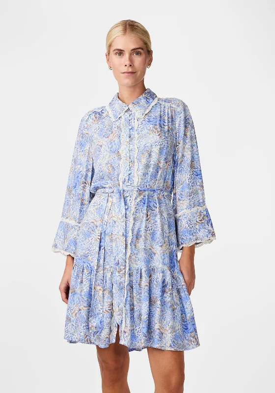 Women's Party Shirt Dress-Y.A.S Cumulus Broderie Trim Knee Length Shirt Dress, Birch