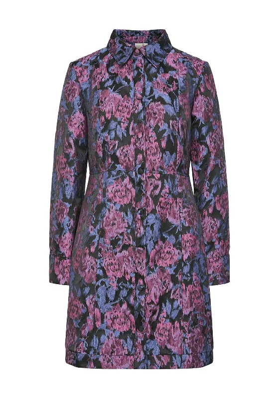 Women's Button Shirt Dress with Print-Y.A.S Sulena Jacquard Floral Shirt Dress, Pink Women's Button Shirt Dress with Print-Y.A.S Sulena Jacquard Floral Shirt Dress, Pink