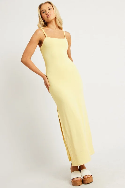 Winter Bodycon Dress -Yellow Bodycon Dress Maxi Supersoft