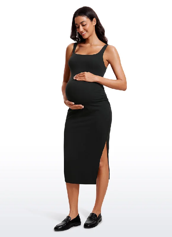 Maternity Dresses with Draped Sleeves -Butterluxe Sleeveless Tank Maternity Dress