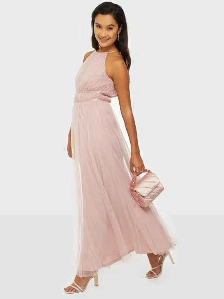 Women's Tie-front Maxi Dress-Ynnea Halterneck Maxi Dress