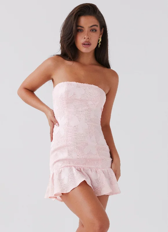 Women's Sleeveless Bandage Mini Dress-Young Heart Mini Dress - Pink Petal