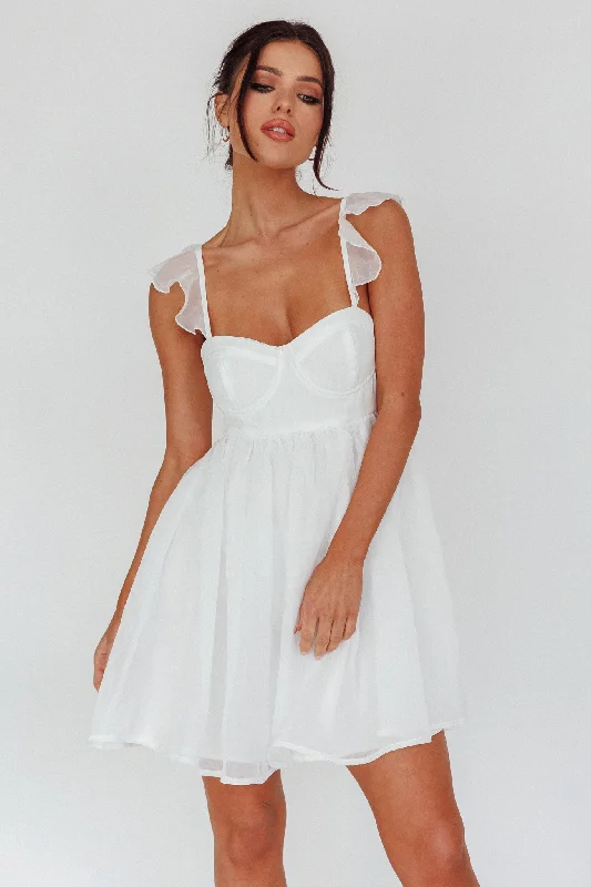 Doll Dress with Ruffle Sleeve -Zalia Ruffle Strap Babydoll Dress White