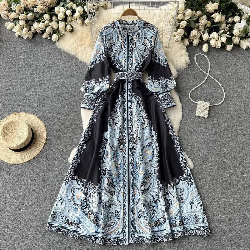 Women's Button-down Sleeveless Maxi Dress-Zeo Modest Vintage Statement Maxi Dress