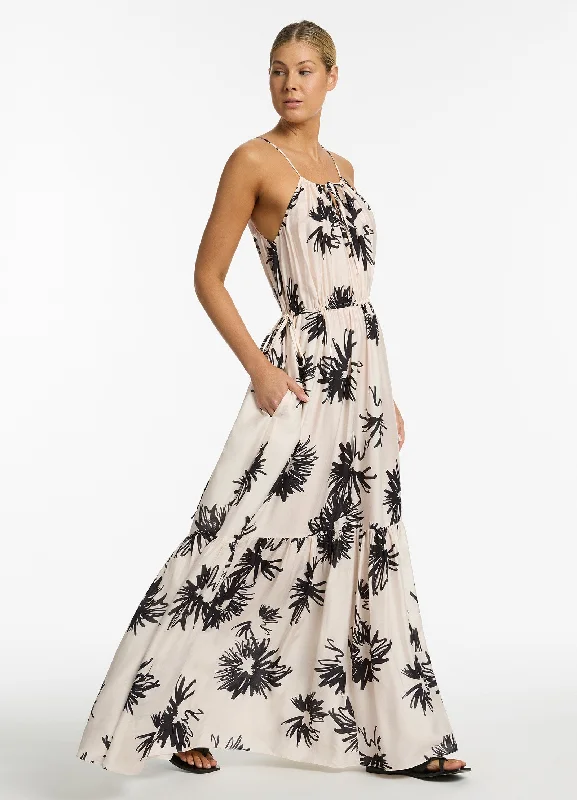 Women's Solid Maxi Dress-Zoa Drawcord Maxi Dress - Shell