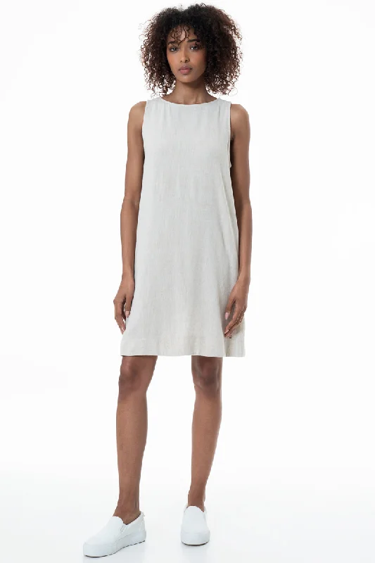 Women's Summer Slip Midi Dress-A-Line Dress _ 153756 _ Oatmeal