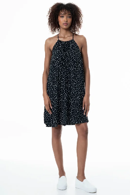 Women's Open Side Midi Dress-Trapeze Dress _ 153693 _ Black