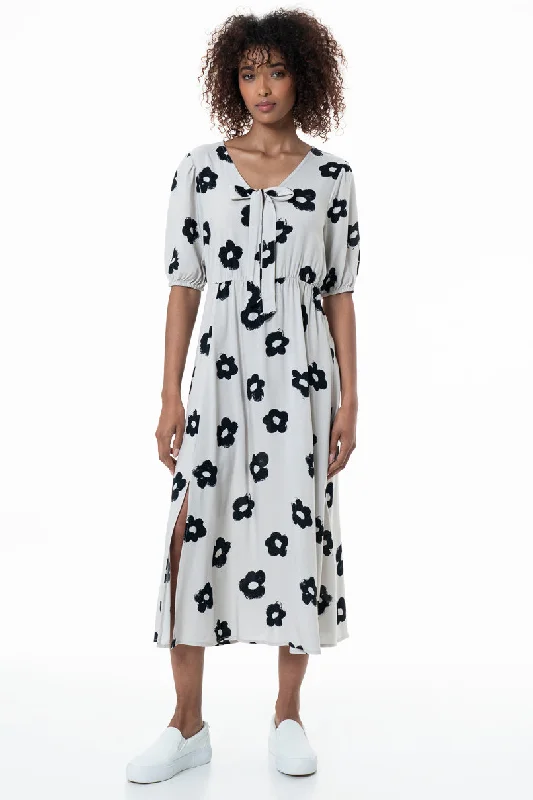 Women's Slim Fit Midi Dress-Fit And Flare Dress _ 153766 _ Natural