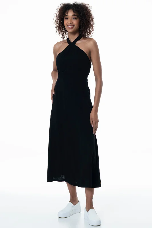 Women's Beachy Midi Dress-Fit And Flare Dress _ 154521 _ Black