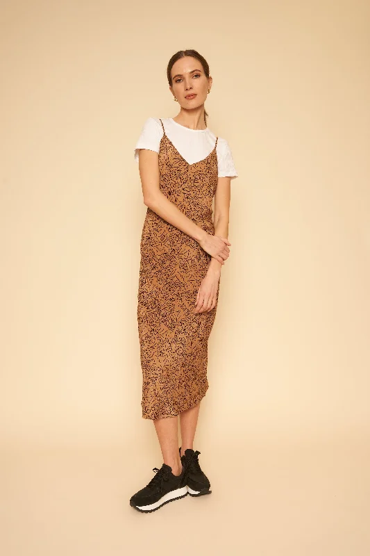 White Satin Slip Dress -Boho Slip Dress -Freya Slip Dress - Lady Print