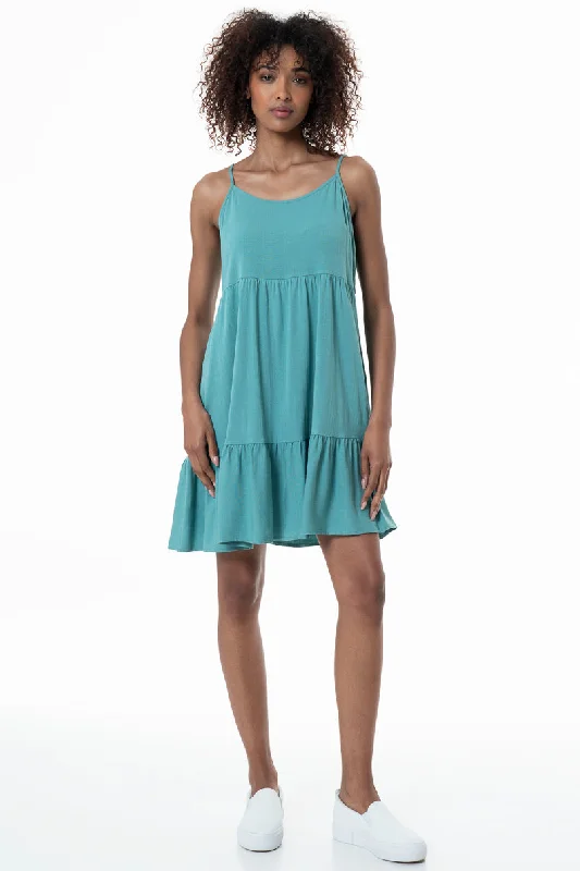 Women's Deep V-neck Midi Dress-Fit And Flare Dress _ 153694 _ Blue