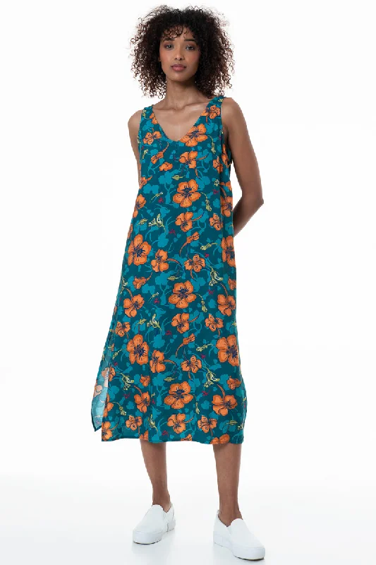 Women's Formal Midi Dress-Midi Slip Dress _ 153757 _ Green