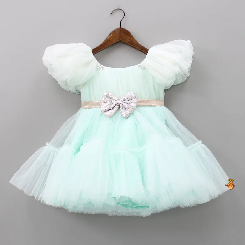 Sexy Plunge Neck Party Dress for Bold Look -Pretty Aqua Blue Party Wear Dress