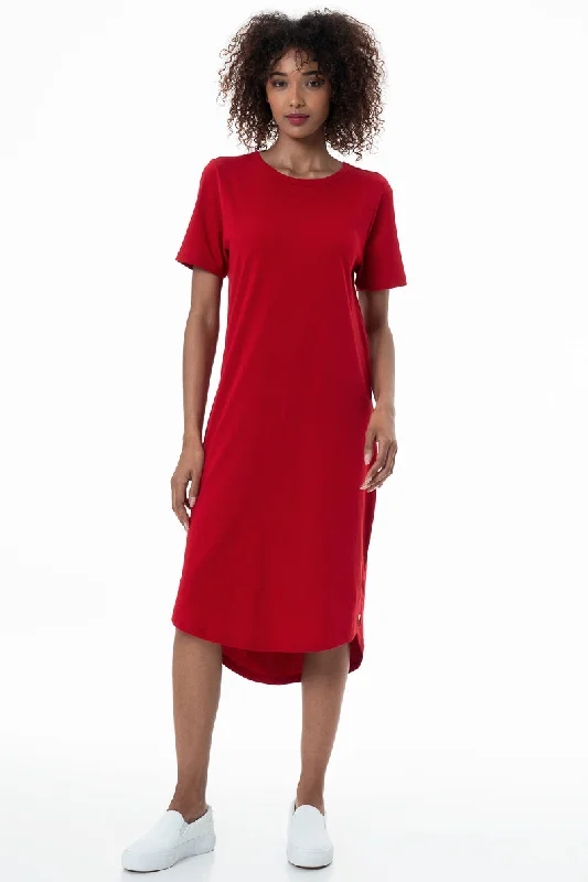 Tailored Shirt Dress-T-Shirt Dress _ 153677 _ Red