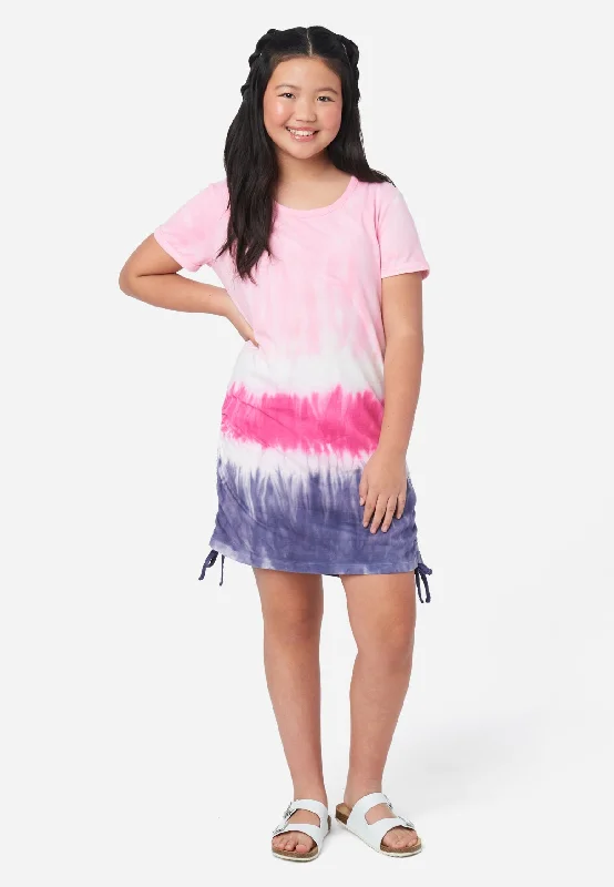 Embellished Shirt Dress-Tie-Dye Ruched T-Shirt Dress