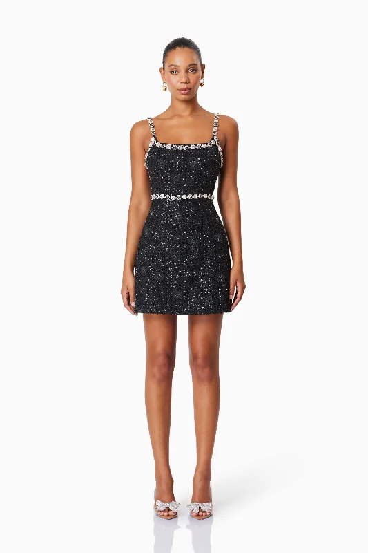 Off-Shoulder Party Dress for Special Occasion -Adeline Mini Party Dress In Black