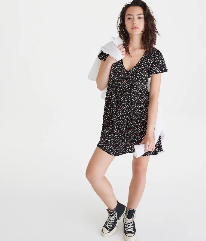 Doll Dress with Ribbon Skirt -Aeropostale Floral V-Neck Babydoll Dress