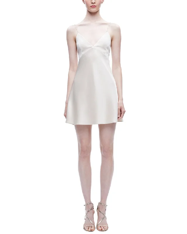 Satin Slip Dress for Formal -Slip Dress with Lace-Up Straps -alice + olivia Julietta Mini Slip Dress