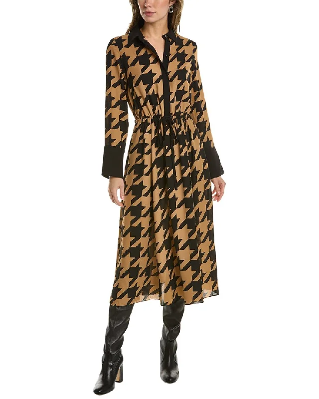 Comfortable Checkered Shirt Dress-Anne Klein Drawstring Shirtdress