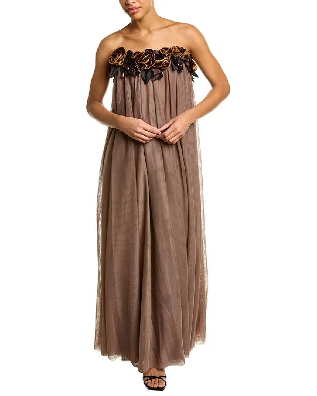Doll Dress with Pleated Bodice -Badgley Mischka Velvet Babydoll Gown