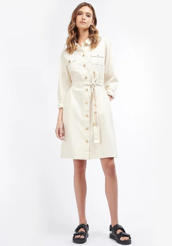 Women's Slim-fit Shirt Dress-Barbour International Womens Fontaine Shirt Dress, Cream Women's Slim-fit Shirt Dress-Barbour International Womens Fontaine Shirt Dress, Cream