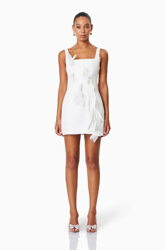 High Neck Party Dress for Formal Dinner -Bethany Mini Party Dress In White