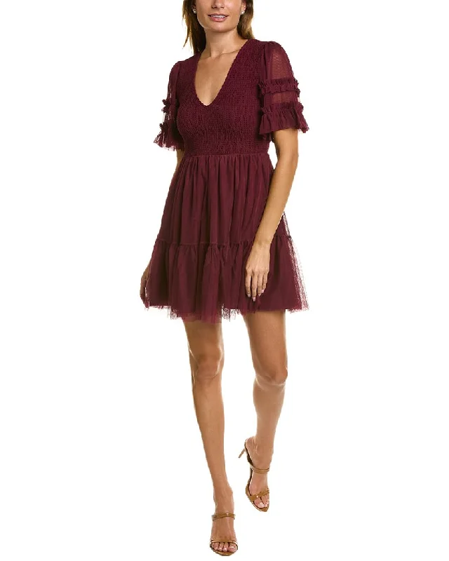 Deep Cut Party Dress for Club Style -Boden Tulle Smocked Mini Party Dress