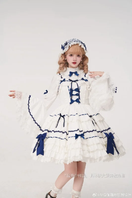Doll Dress with Jewel Collar -【受注予約8/15まで】Labyrinth Doll ジャンパースカート・姫袖ブラウス2点セット