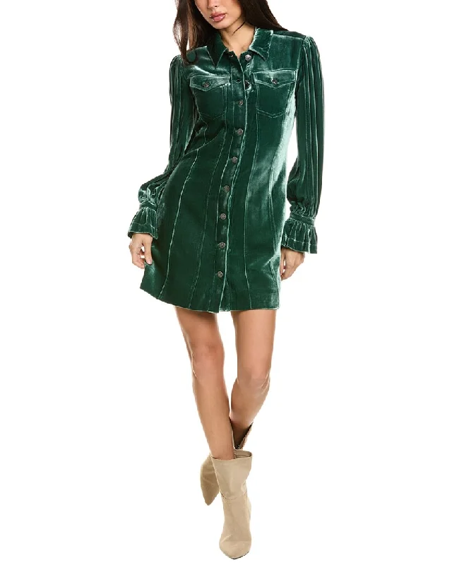 Slim-fit Shirt Dress-Cinq à Sept Dillon Velvet Silk-Blend Shirtdress