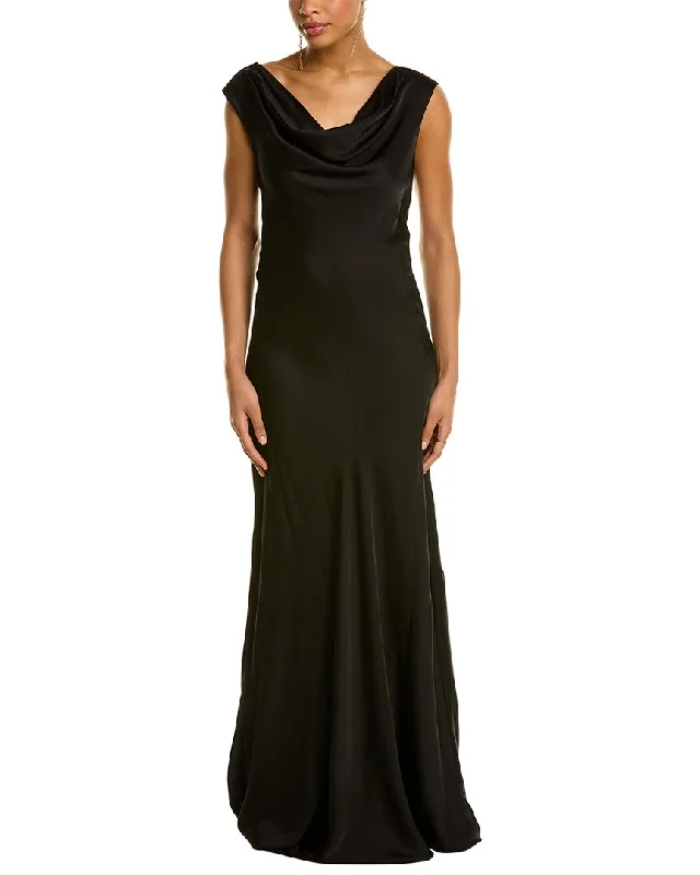 Green Slip Dress -Off-shoulder Black Slip Dress -Donna Karan Cowl Neck Slip Gown
