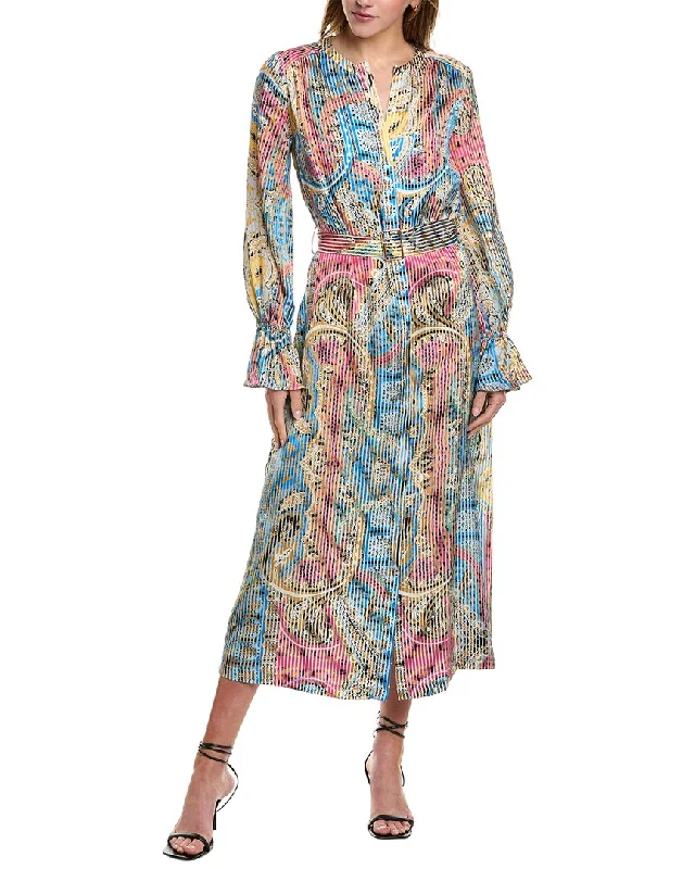 Printed Check Shirt Dress-Elie Tahari Shadow Stripe Shirtdress