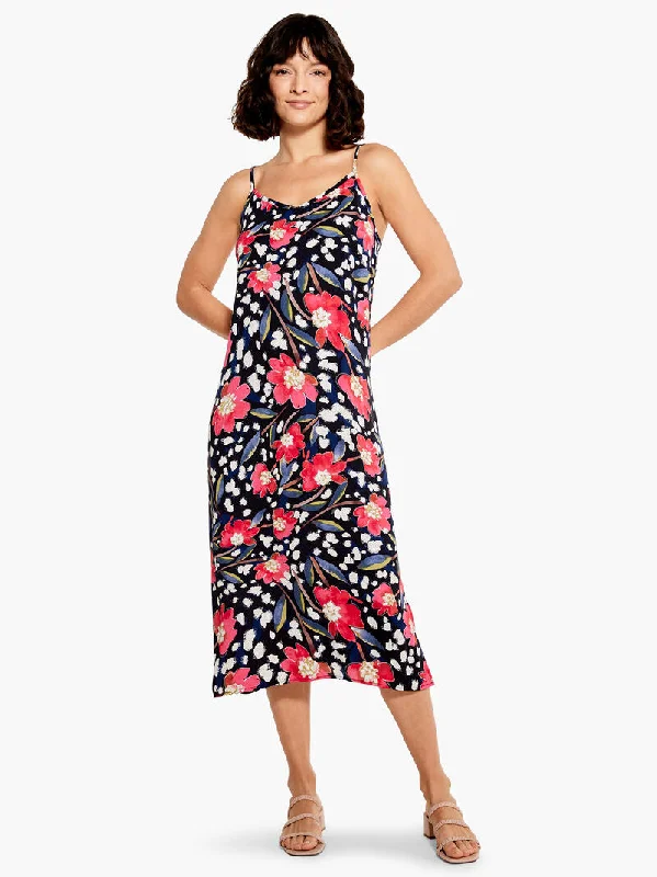 Silk Red Slip Dress -Black Lace Slip Dress for Date Night -Flower Burst Slip Dress