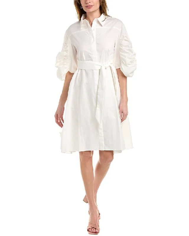 Loose Fit Shirt Dress-Gracia Tie Waist Shirtdress