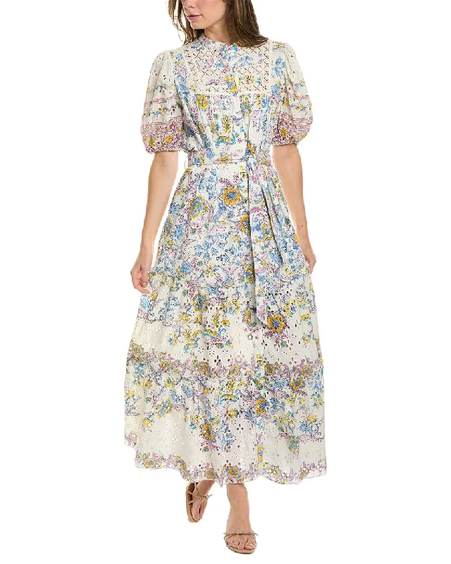 Button Down Back Shirt Dress-Hemant & Nandita Eyelet Maxi Shirtdress