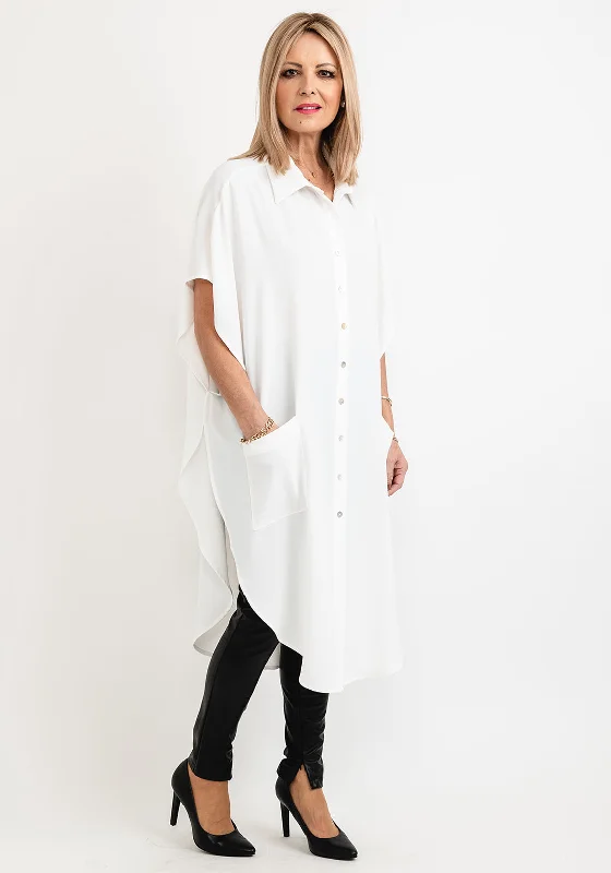 Woven Shirt Dress-I.nco Oversized Sleeveless Shirt Dress, White