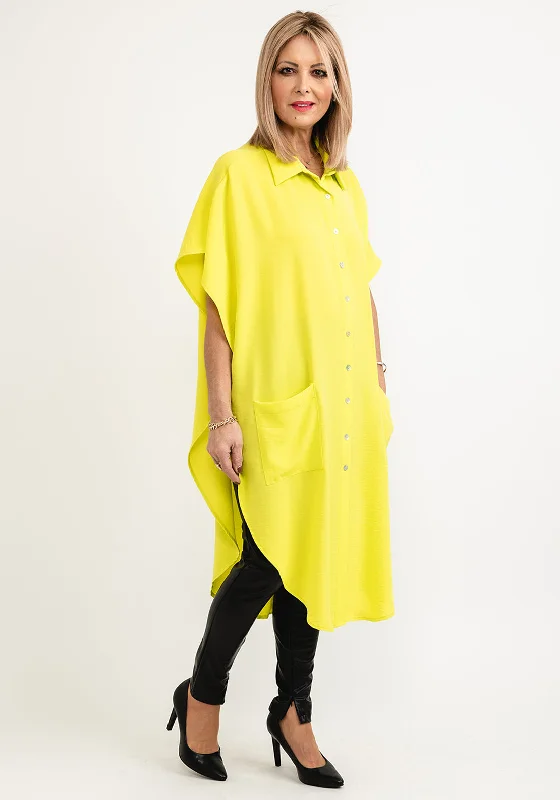 Knee-length Shirt Dress-Inco Oversized Sleeveless Shirt Dress, Lime
