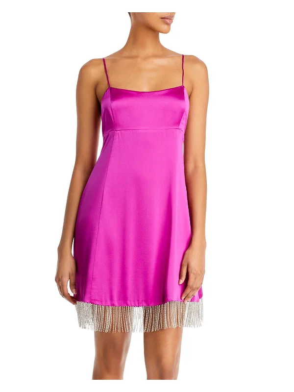 Slip Dress with Open Back -Silk Red Slip Dress -Isabella Womens Silk Mini Slip Dress