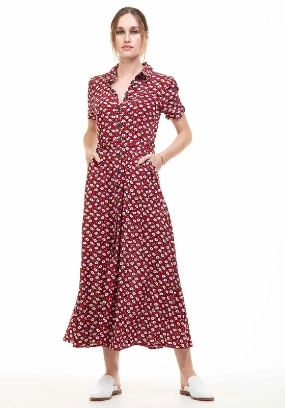 Button Front Plaid Shirt Dress-Jolie Moi Danni Floral Shirt Dress, Red Multi