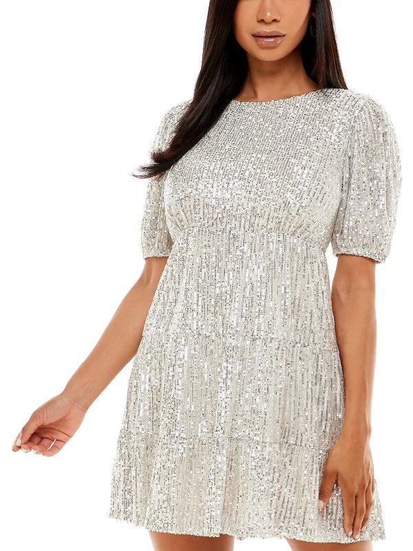Sparkly Party Dress for New Year's Eve -Juniors Womens Sequined Tiered Cocktail and Party Dress Sparkly Party Dress for New Year's Eve -Juniors Womens Sequined Tiered Cocktail and Party Dress