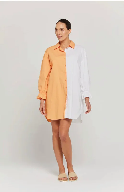 Simple V-neck Shirt Dress-Kaisley Shirt Dress