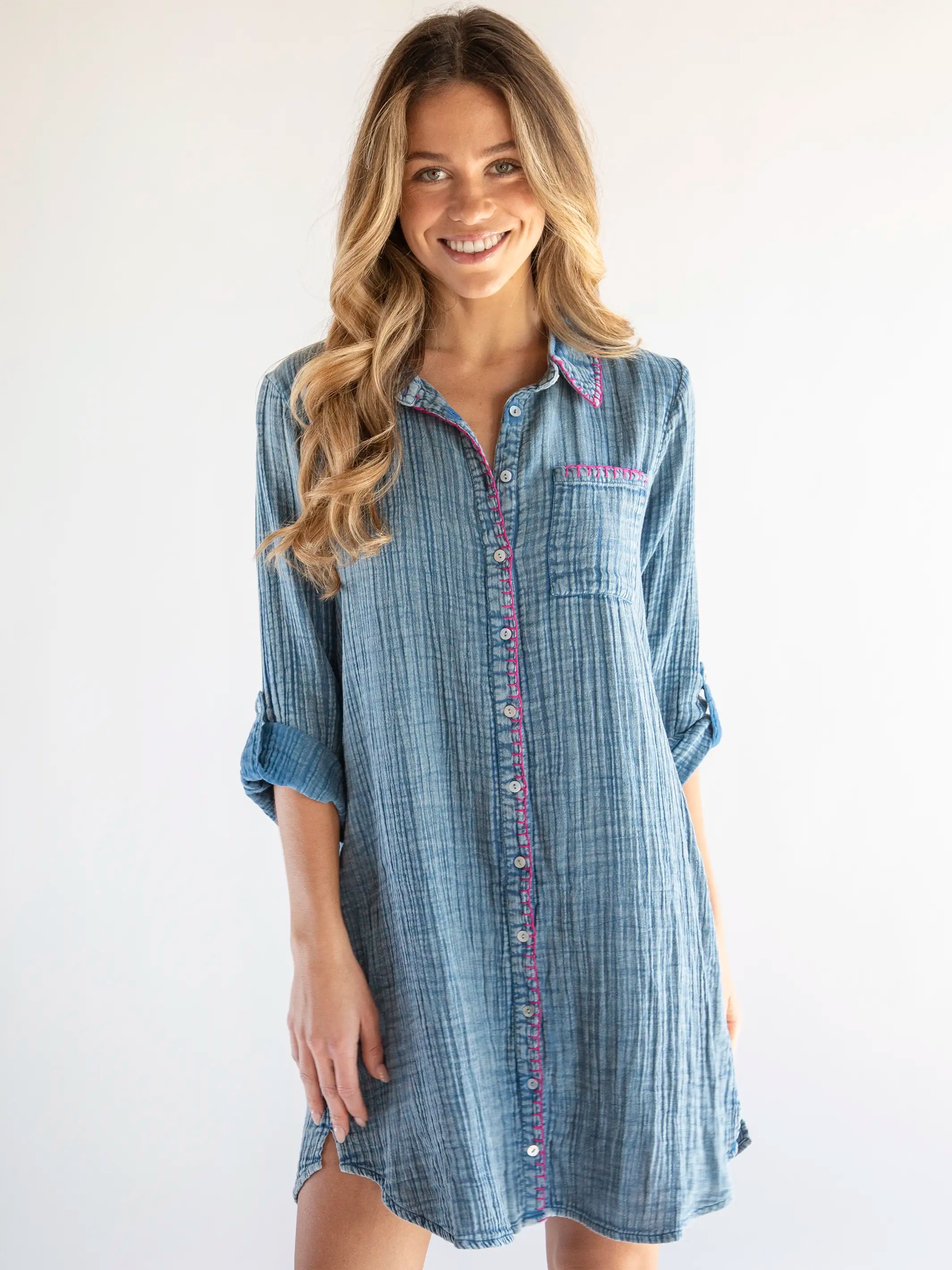 Belted Black Shirt Dress-Lola Cotton Shirt Dress - Denim
