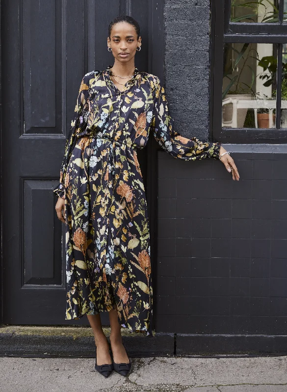 Women's Elegant Shirt Dress-Luna Printed Long Shirt Dress