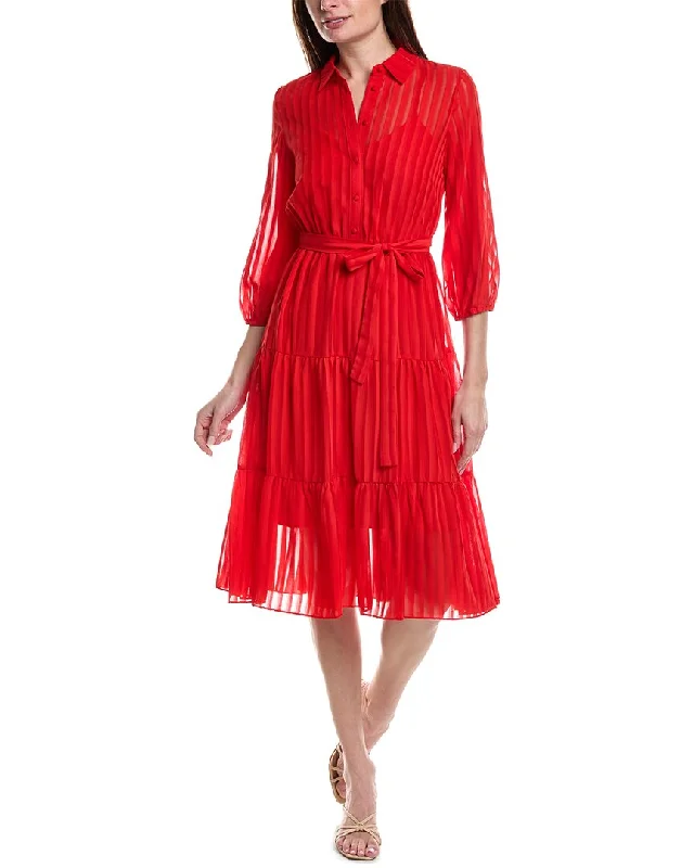 Plaid Shirt Dress for Work-Nanette Nanette Lepore Blake Shadow Stripe Shirtdress