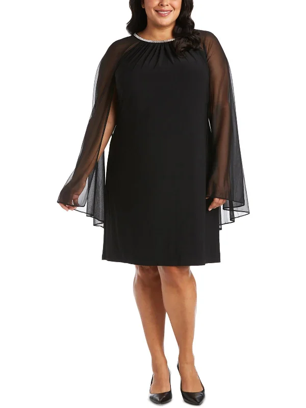 Wrap Around Party Dress for Flattering Fit -Plus Womens Chiffon Embellished Cocktail and Party Dress Wrap Around Party Dress for Flattering Fit -Plus Womens Chiffon Embellished Cocktail and Party Dress
